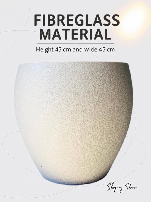 45cm Fibreglass Pot Planter -  white – Lightweight & Durable Modern Outdoor / Indoor Pot