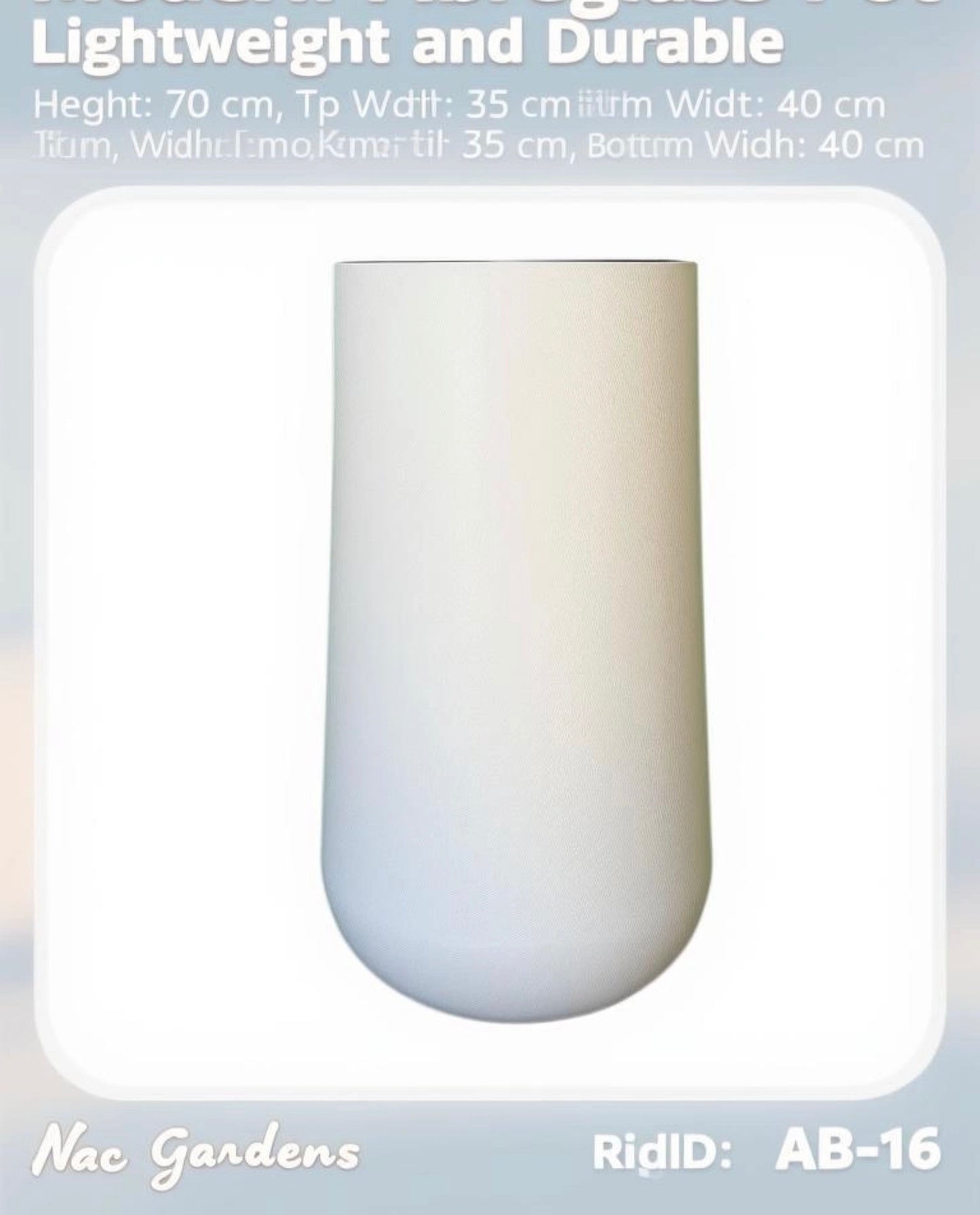 Modern Fibreglass Indoor & Outdoor Pot – 70cm Tall | Lightweight Designer Planter