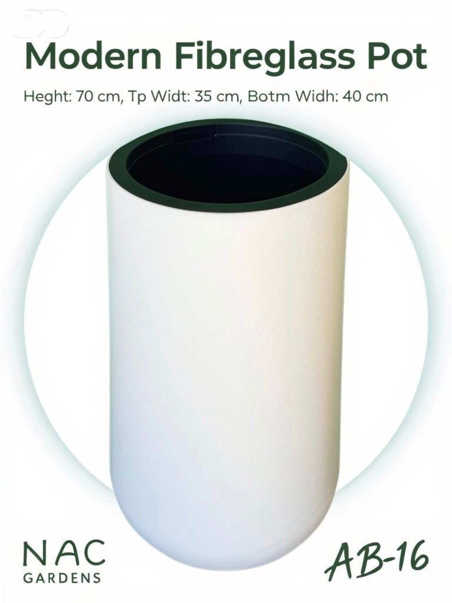 Modern Fibreglass Indoor & Outdoor Pot – 70cm Tall | Lightweight Designer Planter