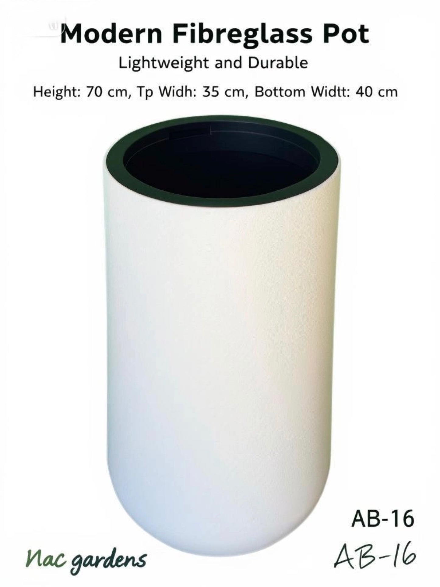 Modern Fibreglass Indoor & Outdoor Pot – 70cm Tall | Lightweight Designer Planter