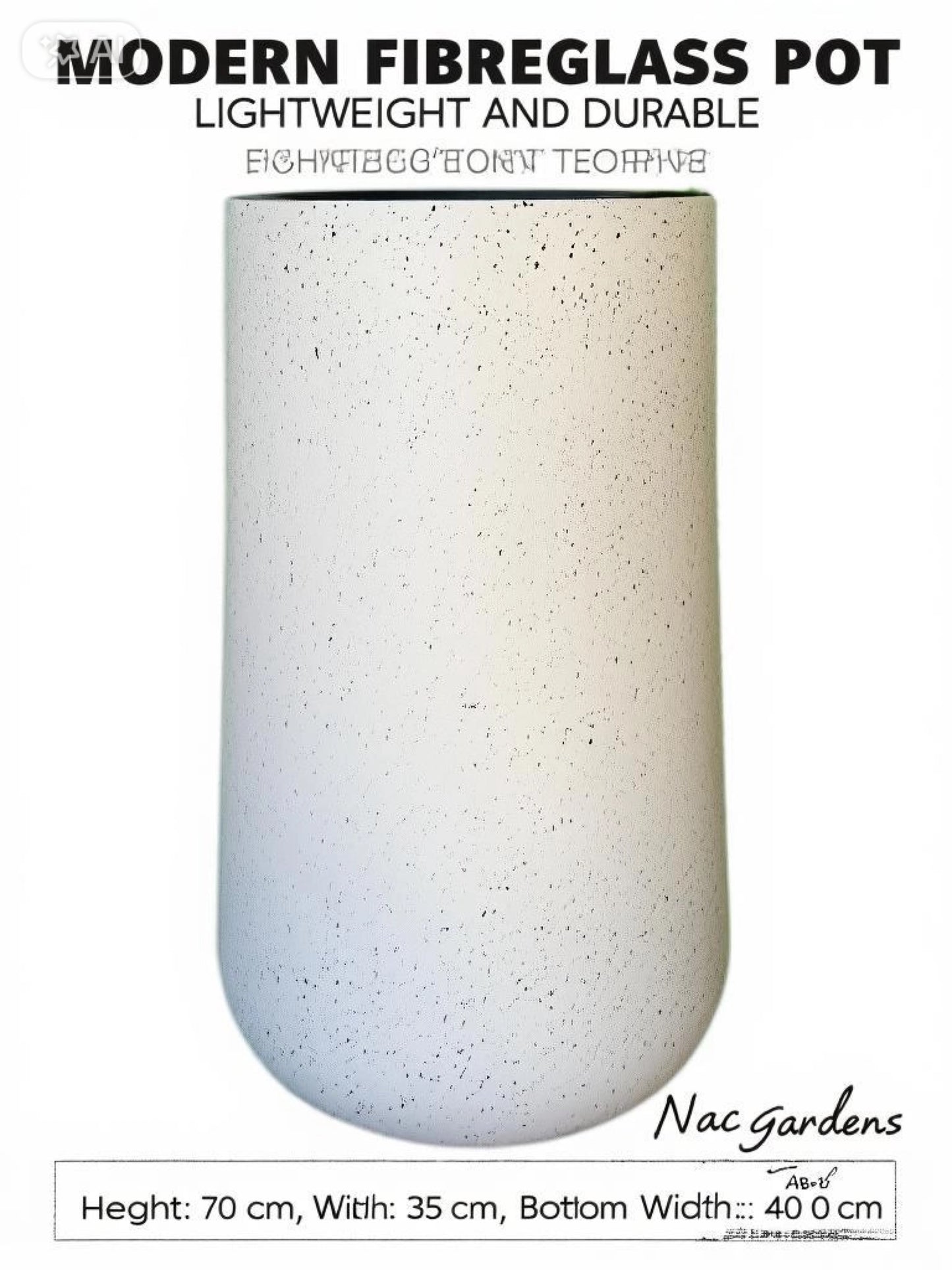 Modern Fibreglass Indoor & Outdoor Pot - Speckled – 70cm Tall | Lightweight Designer Planter