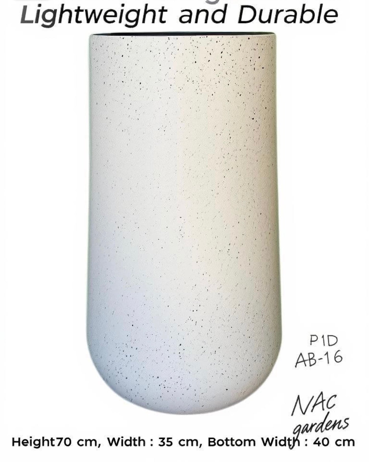 Modern Fibreglass Indoor & Outdoor Pot - Speckled – 70cm Tall | Lightweight Designer Planter