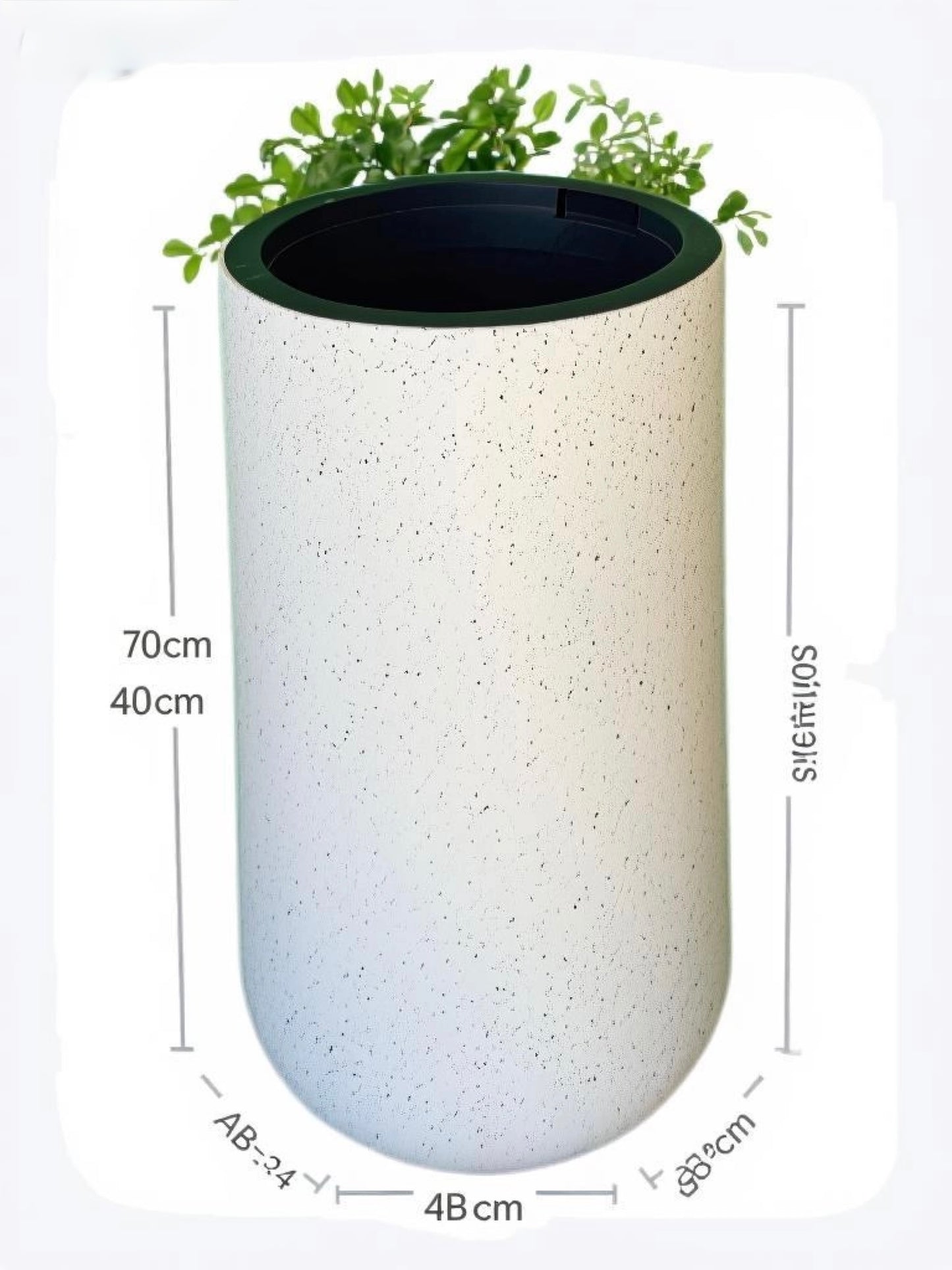 Modern Fibreglass Indoor & Outdoor Pot - Speckled – 70cm Tall | Lightweight Designer Planter