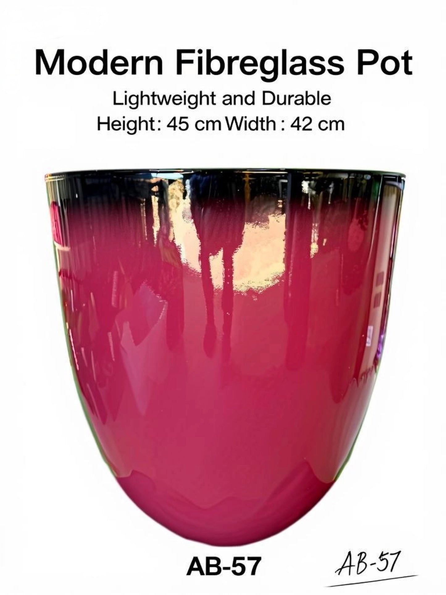 Modern Fibreglass Indoor & Outdoor Pot – 45cm | Lightweight Designer Planter (AB-57)