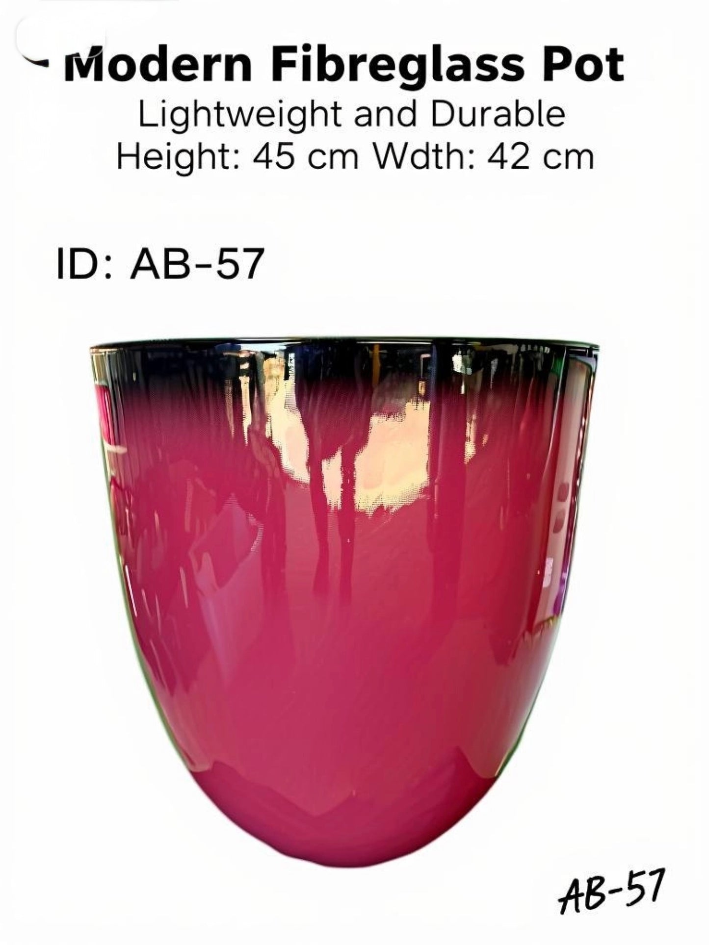 Modern Fibreglass Indoor & Outdoor Pot – 45cm | Lightweight Designer Planter (AB-57)