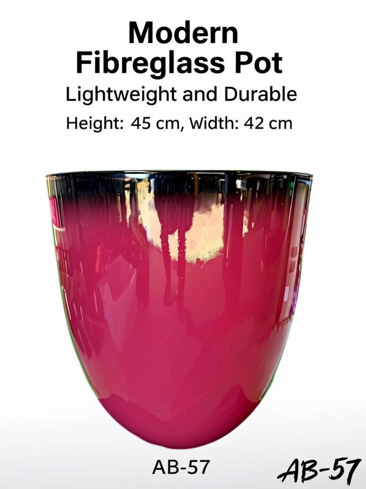 Modern Fibreglass Indoor & Outdoor Pot – 45cm | Lightweight Designer Planter (AB-57)