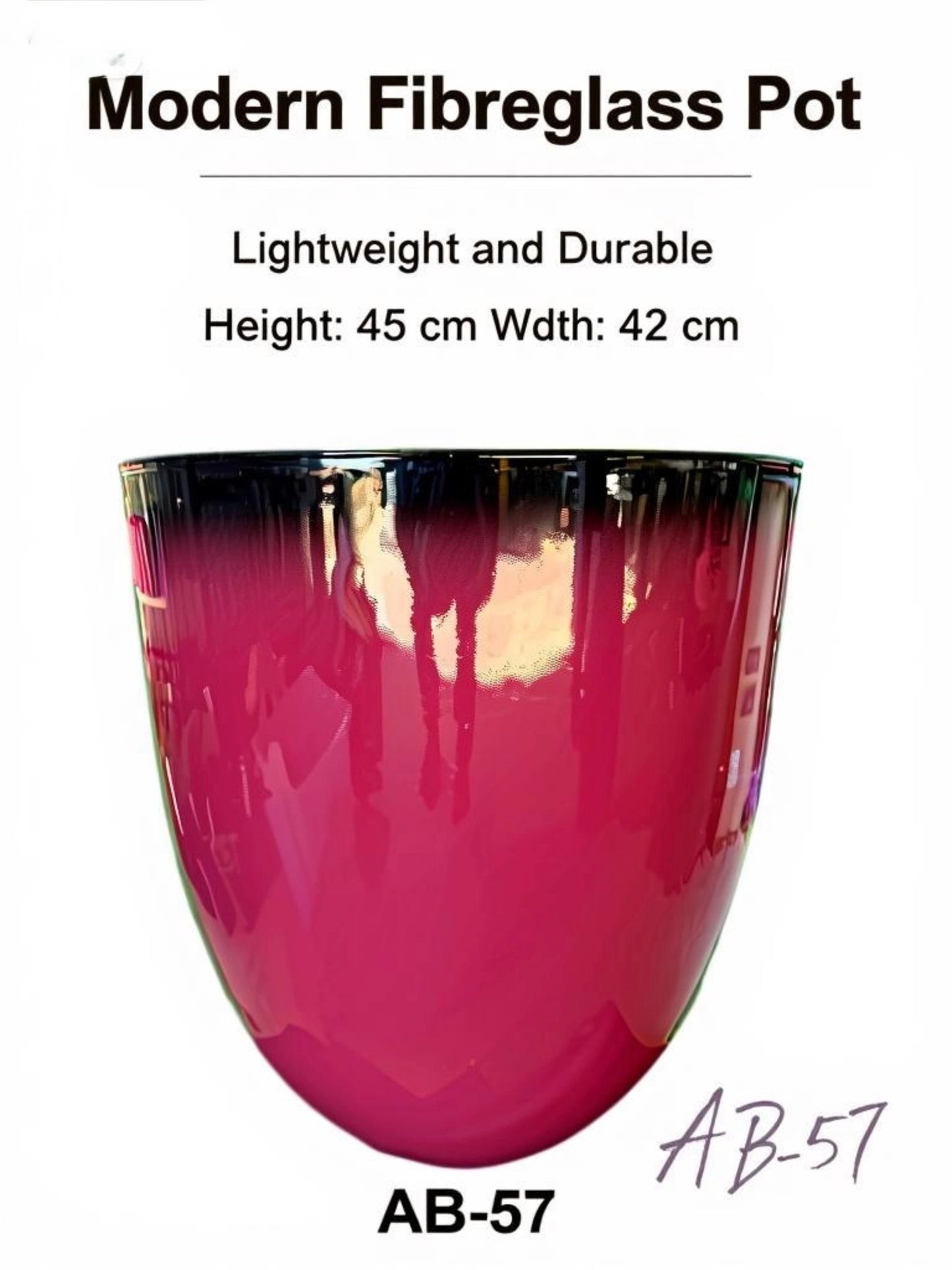 Modern Fibreglass Indoor & Outdoor Pot – 45cm | Lightweight Designer Planter (AB-57)