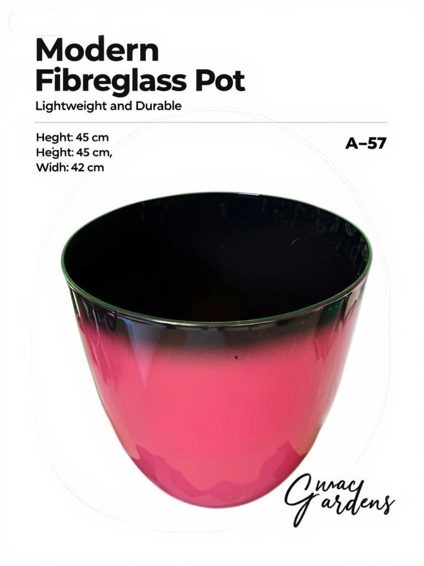 Modern Fibreglass Indoor & Outdoor Pot – 45cm | Lightweight Designer Planter (AB-57)