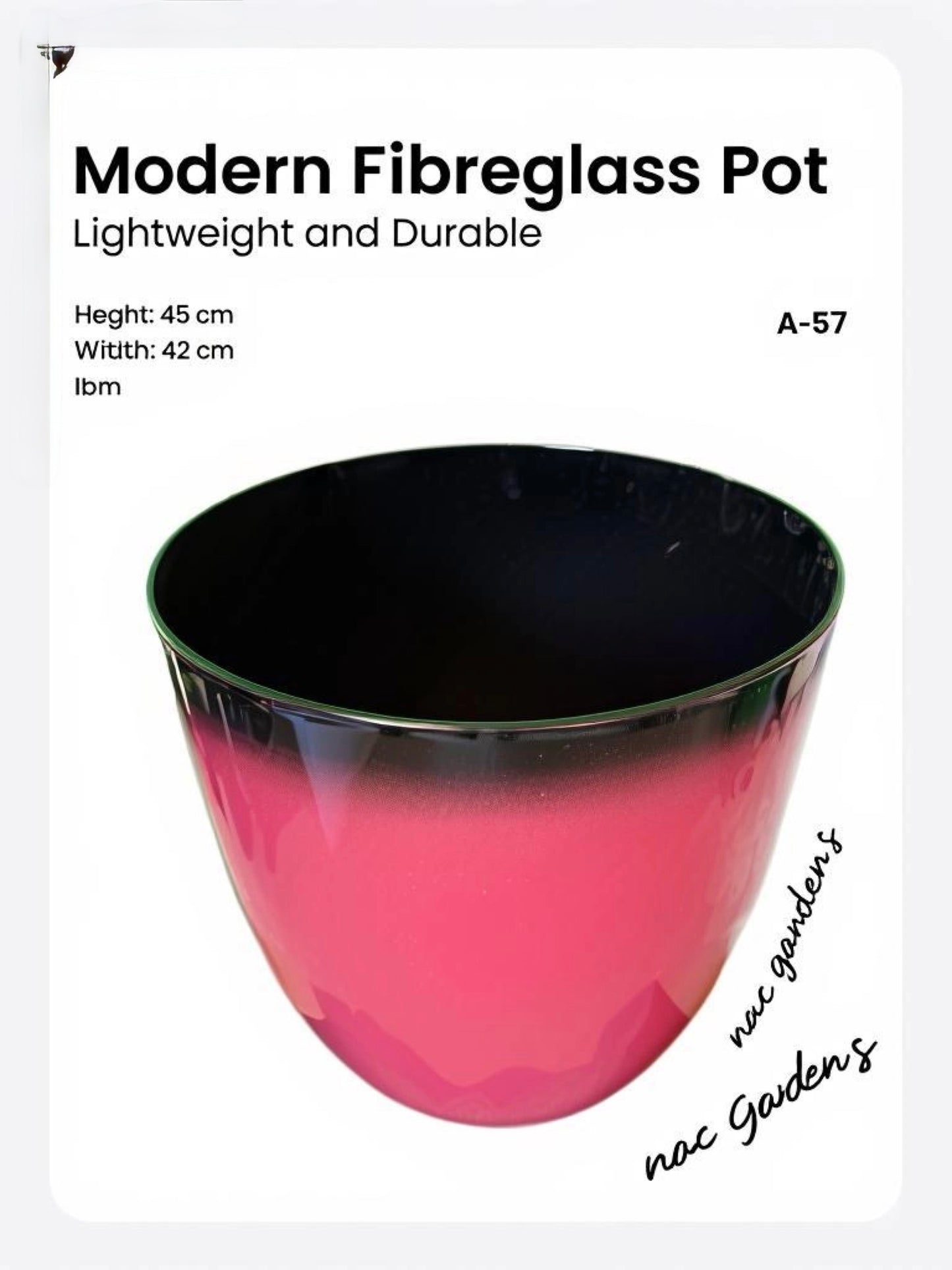 Modern Fibreglass Indoor & Outdoor Pot – 45cm | Lightweight Designer Planter (AB-57)