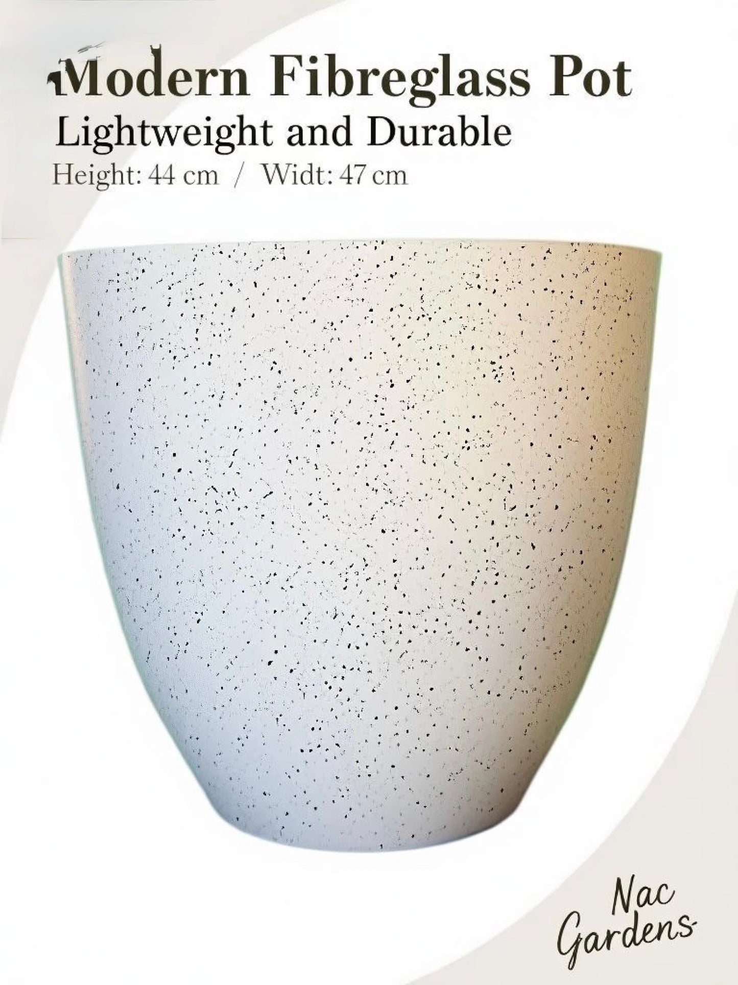 Modern Terrazzo-Style Fibreglass Indoor & Outdoor Pot – 44cm | Lightweight Planter