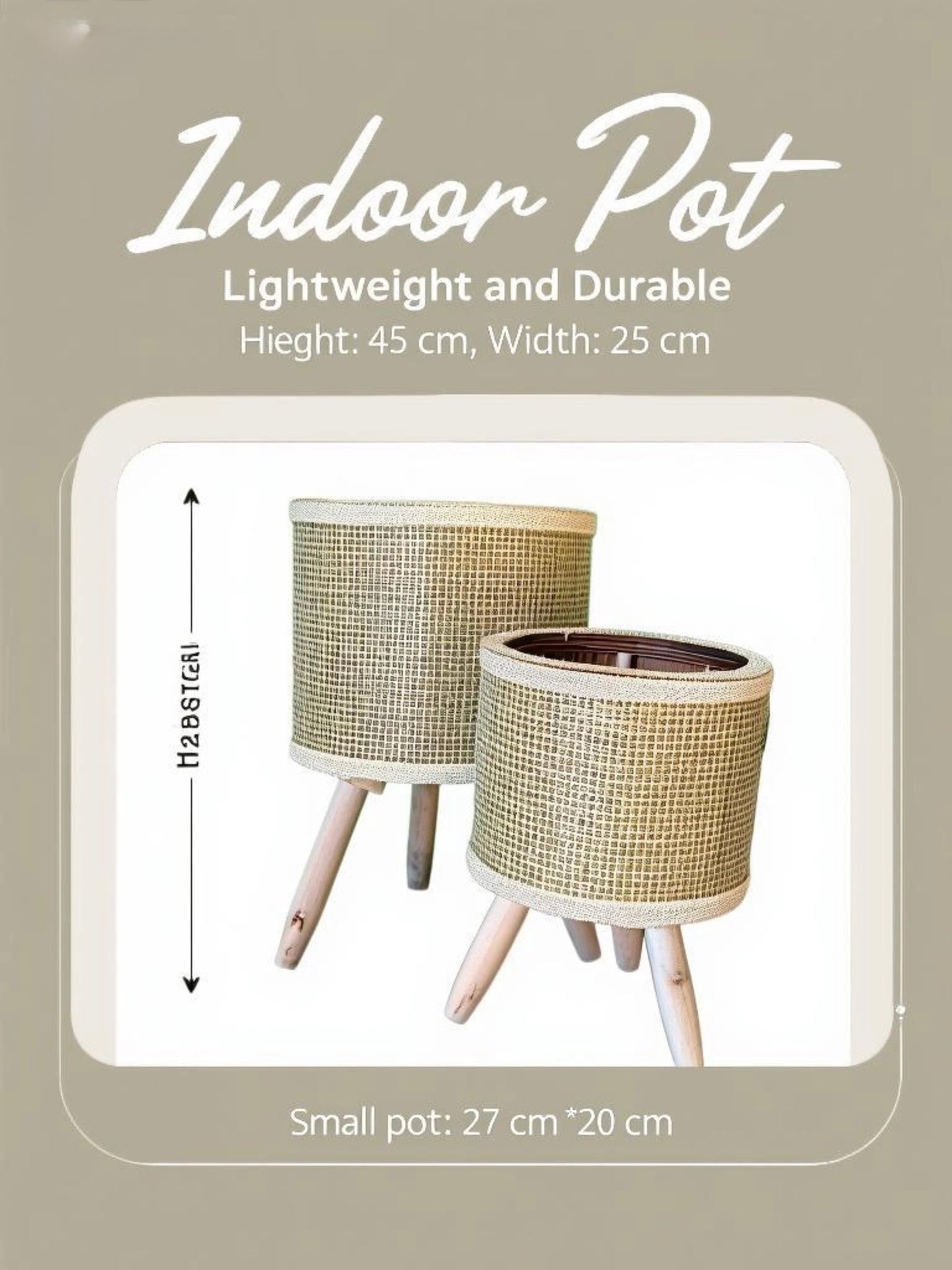 Modern Rattan-Style Indoor & Outdoor Pot with Stand – Lightweight Decorative Planter