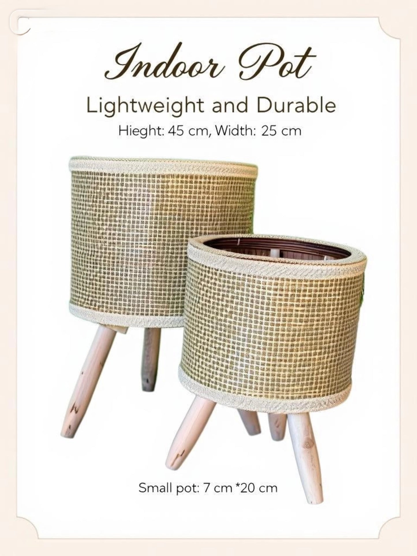 Modern Rattan-Style Indoor & Outdoor Pot with Stand – Lightweight Decorative Planter