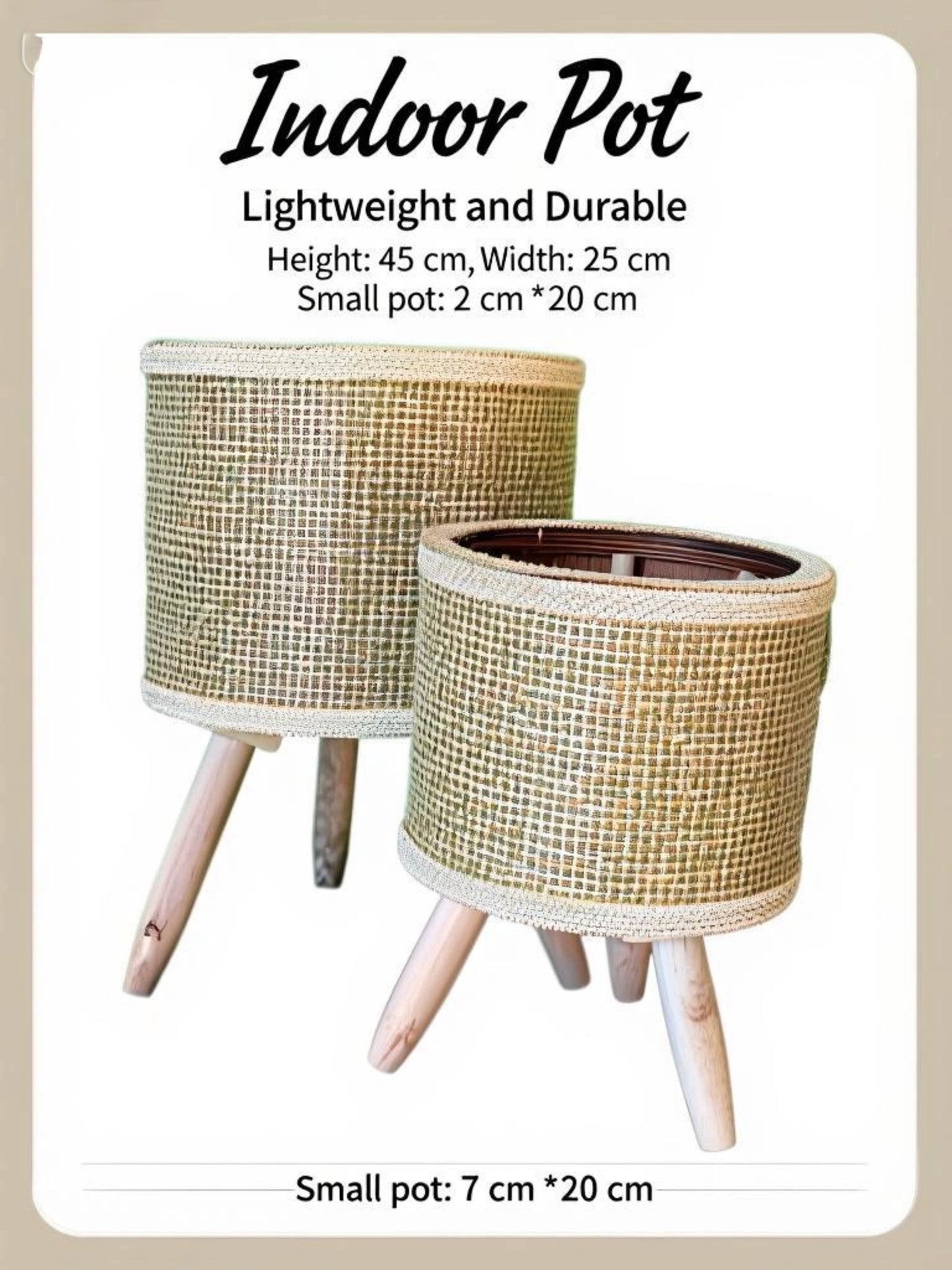 Modern Rattan-Style Indoor & Outdoor Pot with Stand – Lightweight Decorative Planter