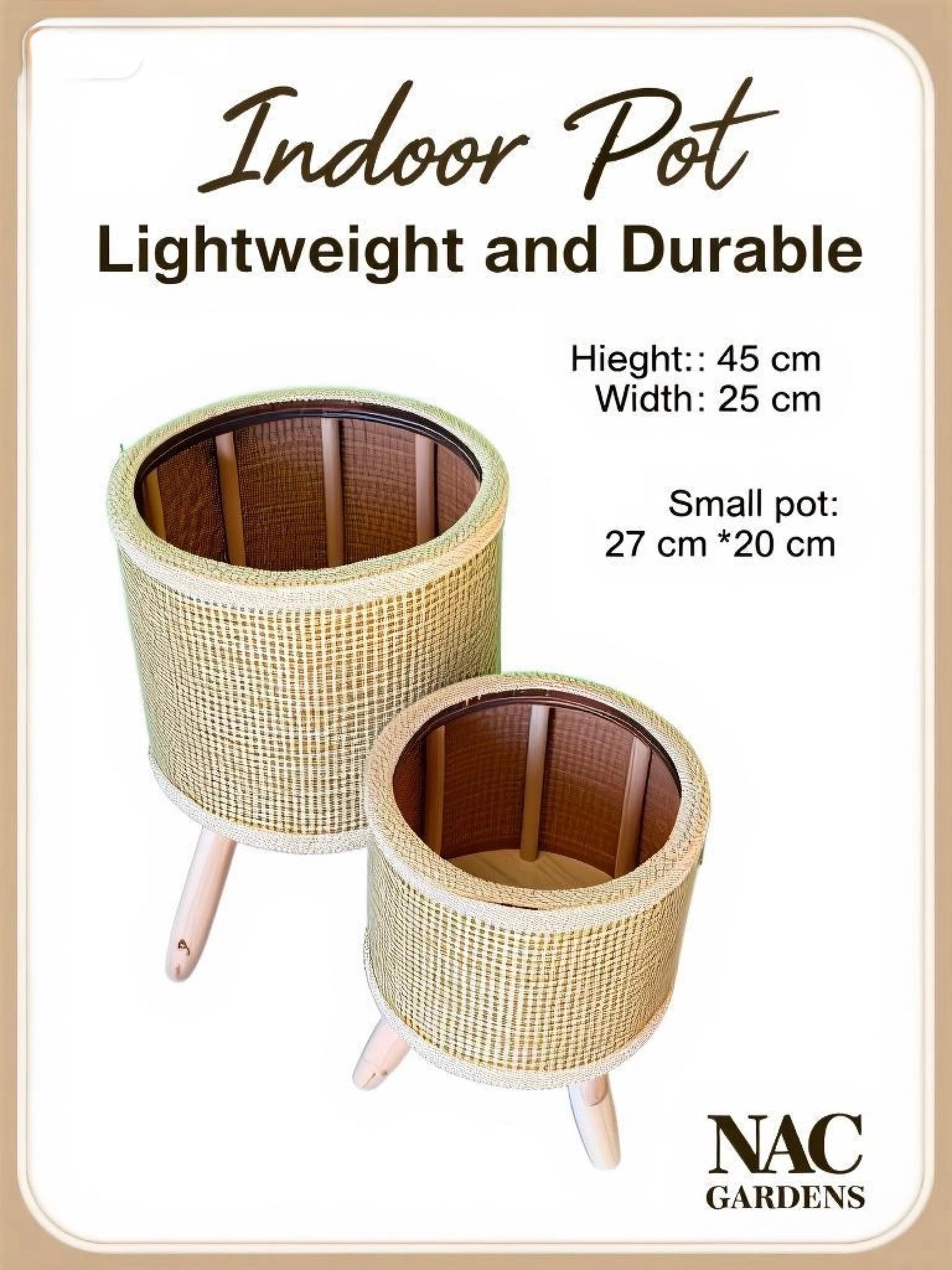 Modern Rattan-Style Indoor & Outdoor Pot with Stand – Lightweight Decorative Planter
