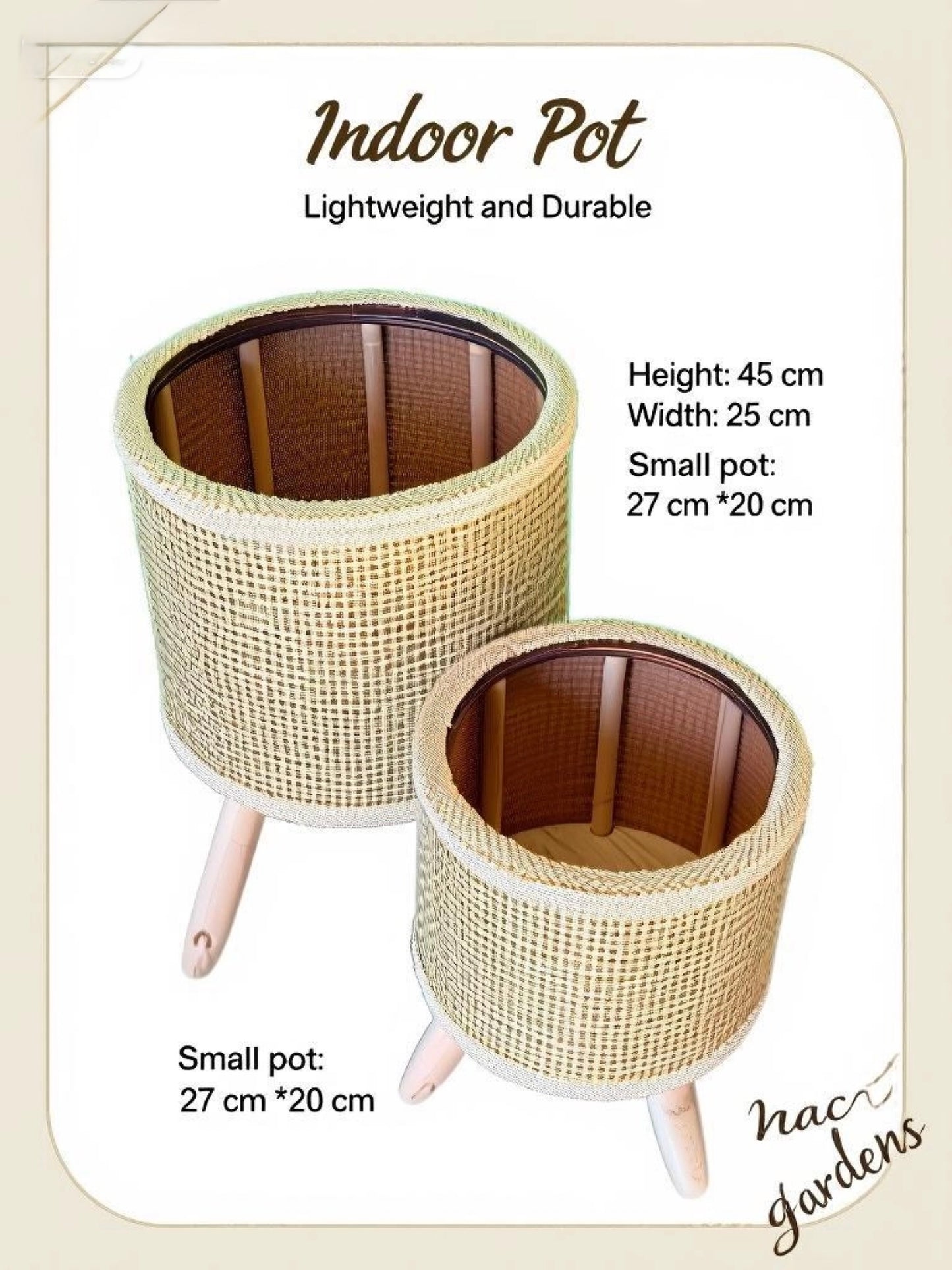 Modern Rattan-Style Indoor & Outdoor Pot with Stand – Lightweight Decorative Planter