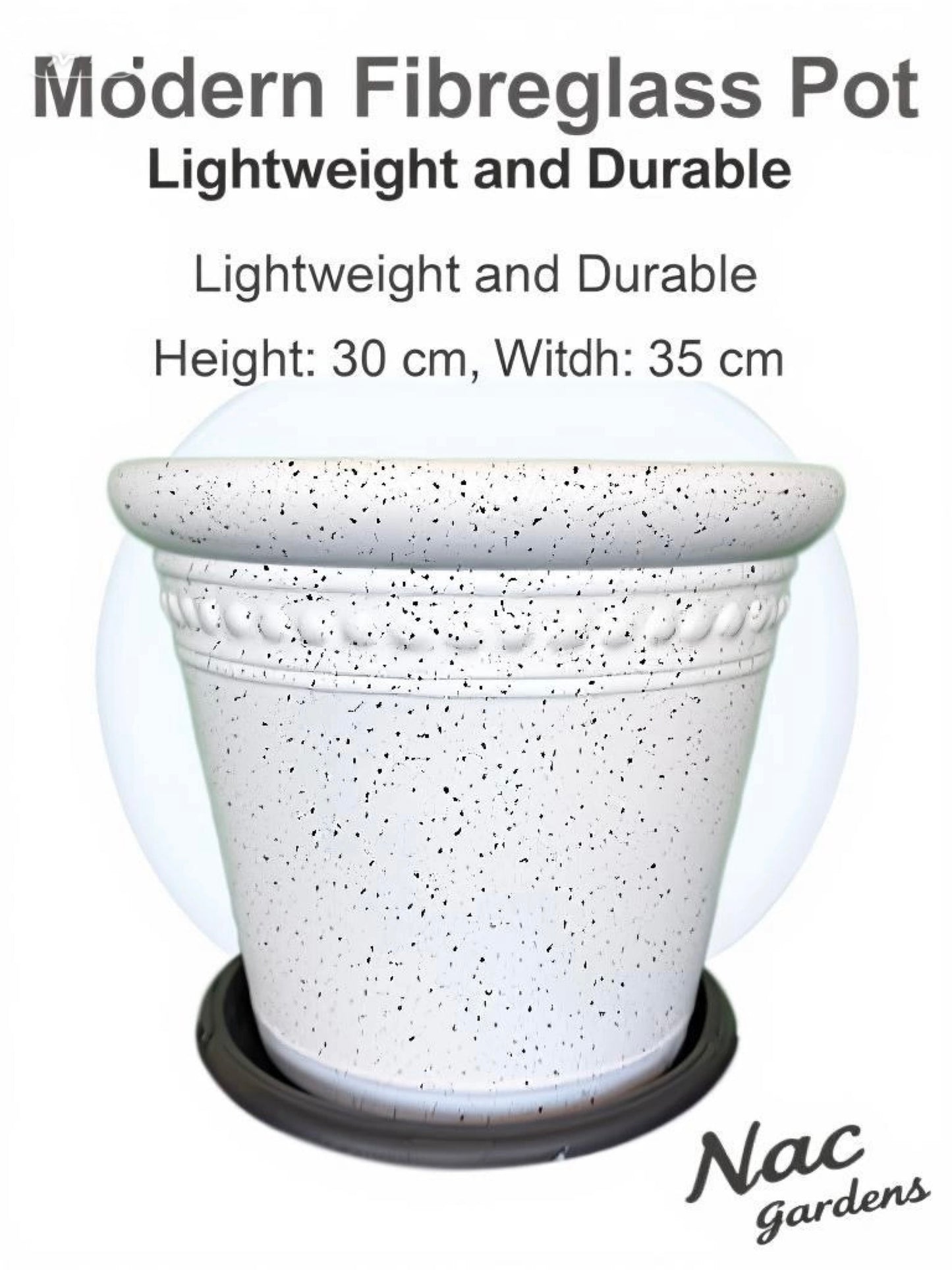 Modern Fibreglass Indoor & Outdoor Pot – Lightweight Durable Designer Planter (30cm x 35cm)