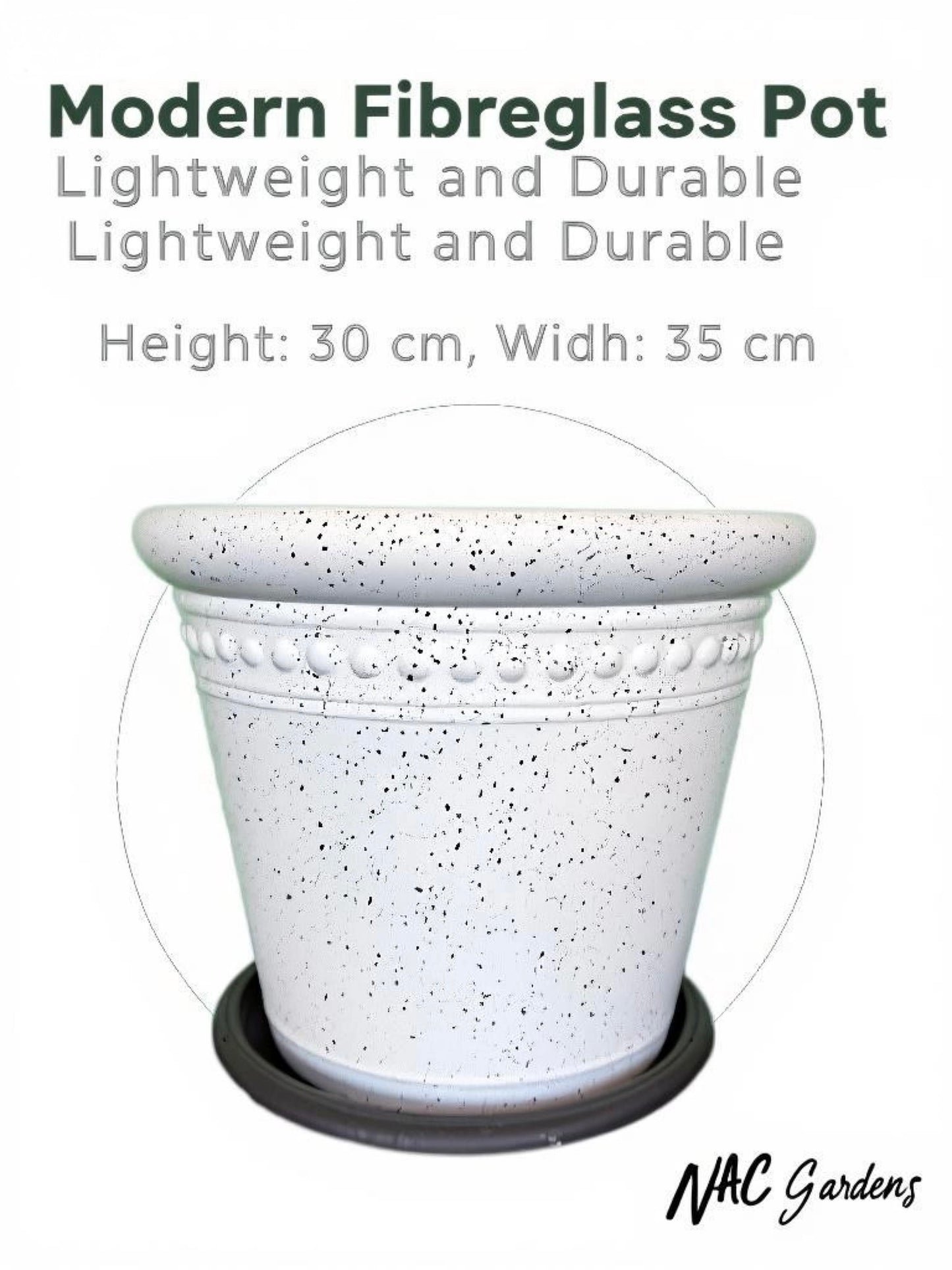 Modern Fibreglass Indoor & Outdoor Pot – Lightweight Durable Designer Planter (30cm x 35cm)