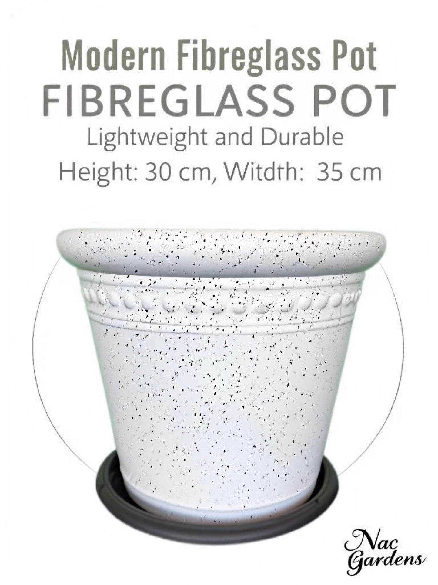Modern Fibreglass Indoor & Outdoor Pot – Lightweight Durable Designer Planter (30cm x 35cm)