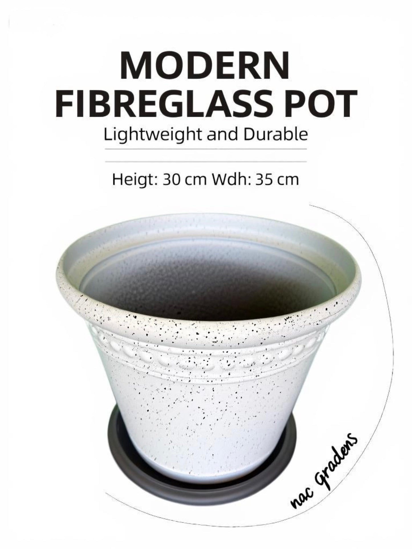 Modern Fibreglass Indoor & Outdoor Pot – Lightweight Durable Designer Planter (30cm x 35cm)